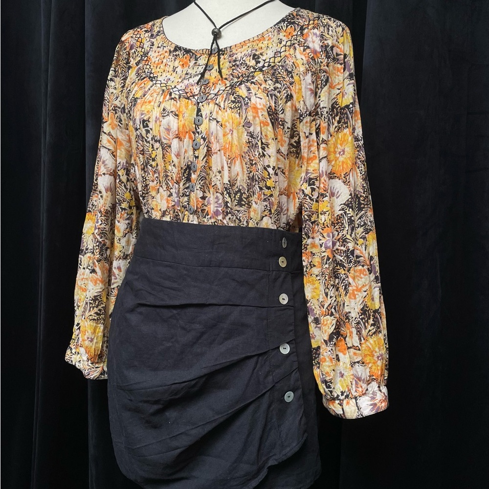 Floral Blouse with Black Skirt Summer Outfit Bundle